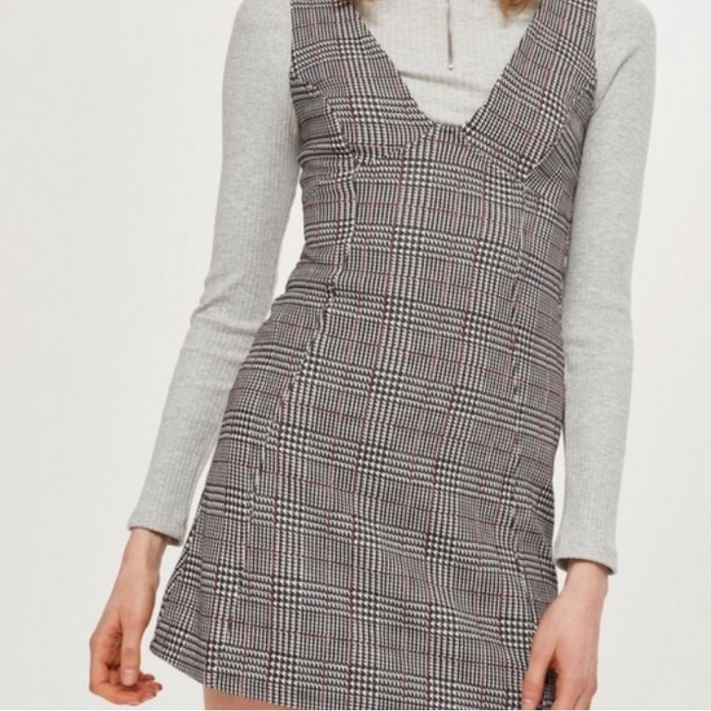topshop Plaid pinafore minidress, jumper size 6